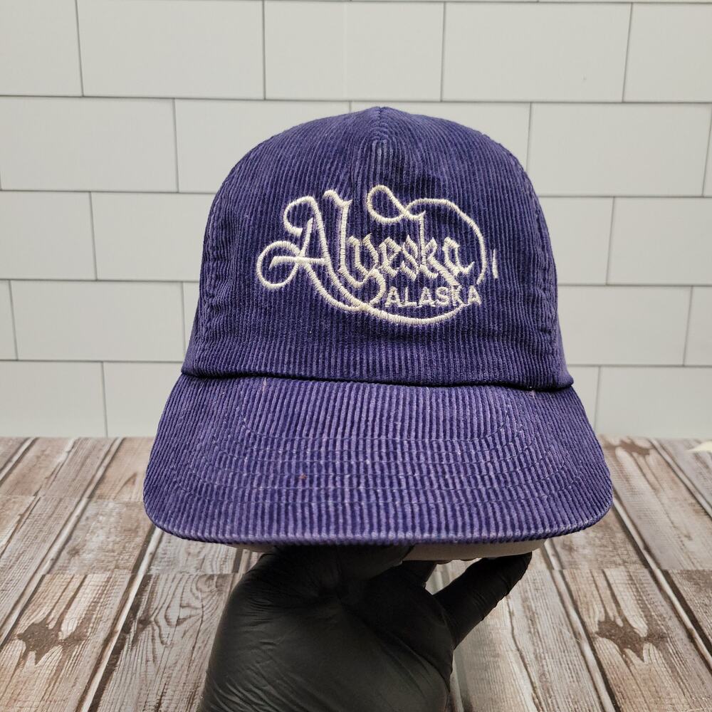 Vintage Alaska Corduroy Hat Purple Script Sportcap Strapback Cap USA